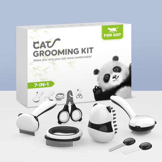 Panda Model Pet Grooming Cat Comb    Style:Fashion simple    Features:Pet Grooming    Colour:Panda      Packing list:    Nail clipper*1    Massage comb*1 Panda Model